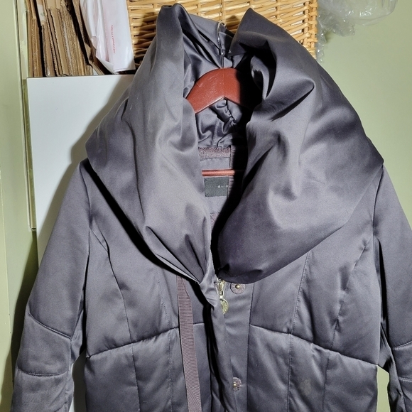 ELIE Tahari down puffer funnel neck coat parka jacket gray XS small - Picture 2 of 16